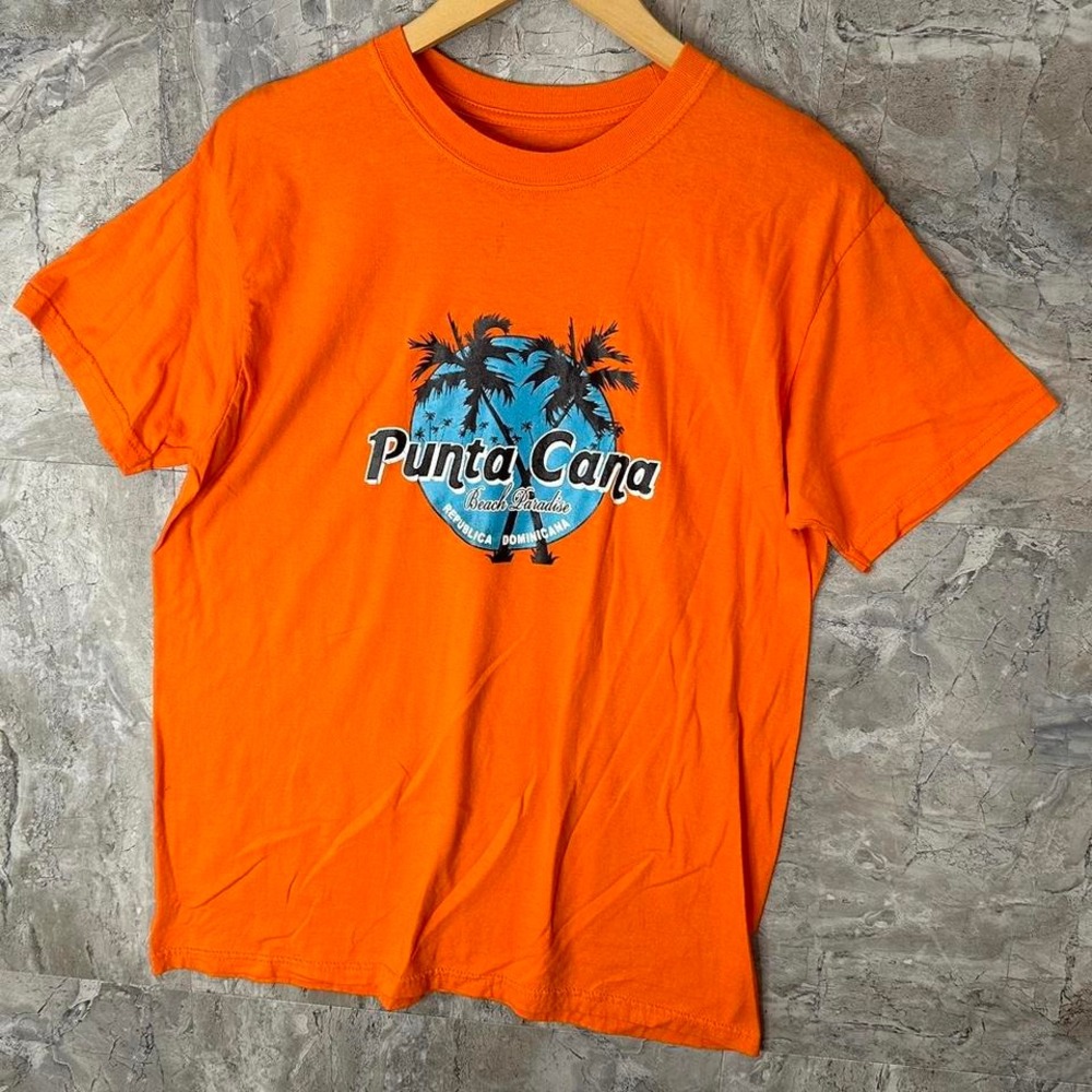 Orange cotton Punta Cana beach tee Size Large Men's  #beachvibes‎